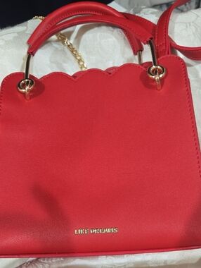 Like Dreams Red Scallop-Top Crossbody Bag
